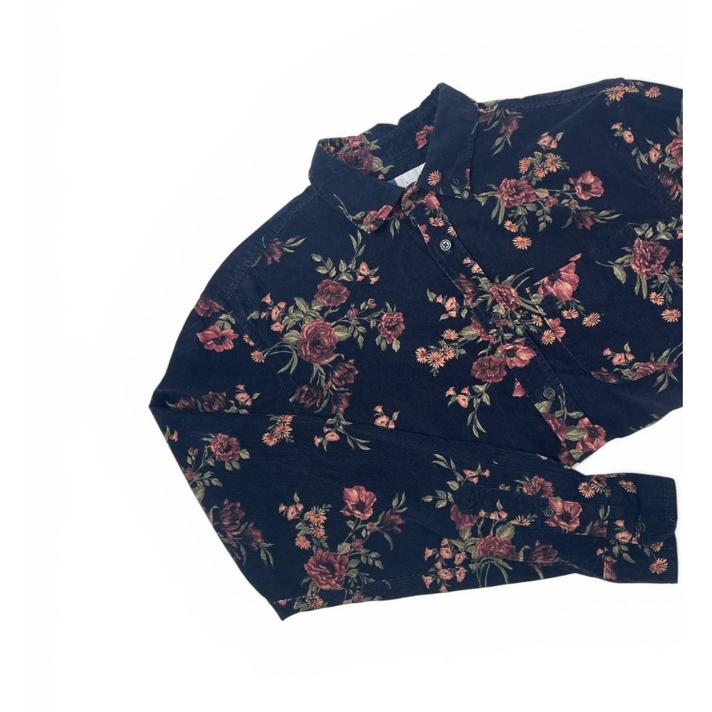 Old Navy Floral Corduroy Shirt Mens L Button Up Dark Academia Grunge